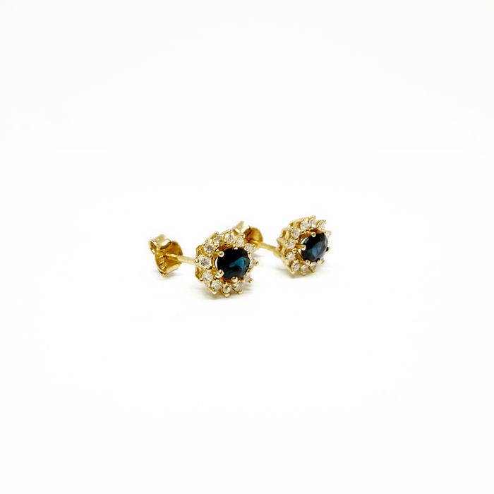 Cercei din aur 14k cu safire naturale si diamante naturale