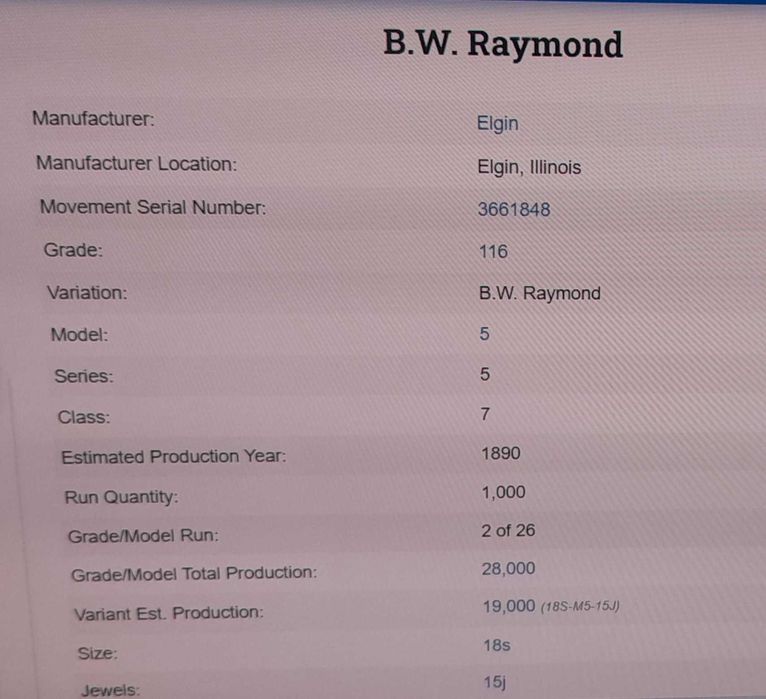 Ceas de buzunar Elgin B.W.Raymond  pentru caile ferate RR Grade