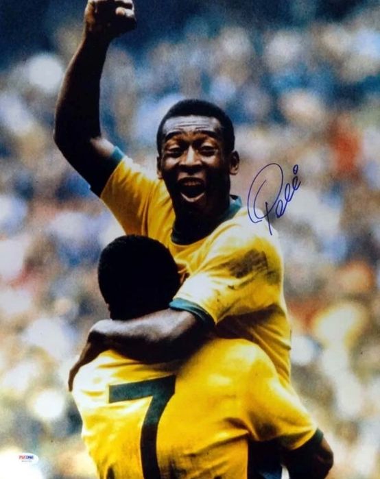 Плакат Пеле Бразилия Футбол (41x51 см) с автограф и сертификат PSA НОВ