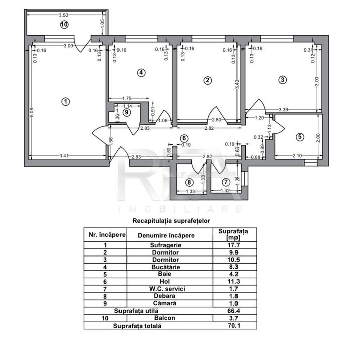 3 Camere-Decomandat-70 mp-Etaj Intermediar-Metrou Tineretului