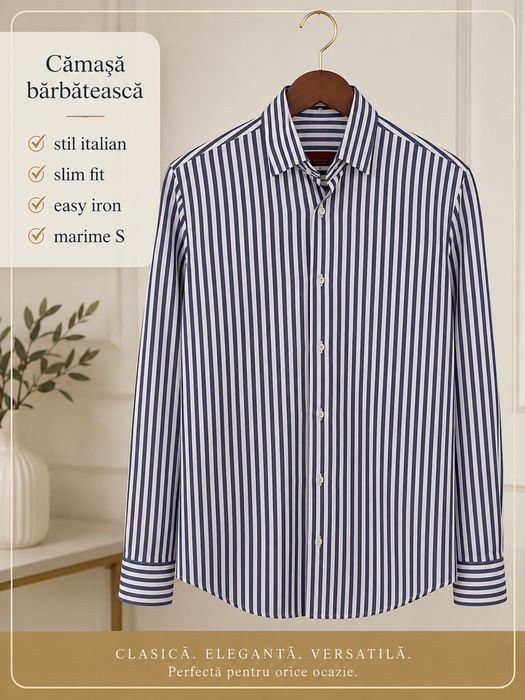 Camasa barbateasca cu dungi albastre, slim fit
