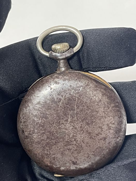 OMEGA Gunmetal джобен часовник с отворен лицев швейцарски 1900 г