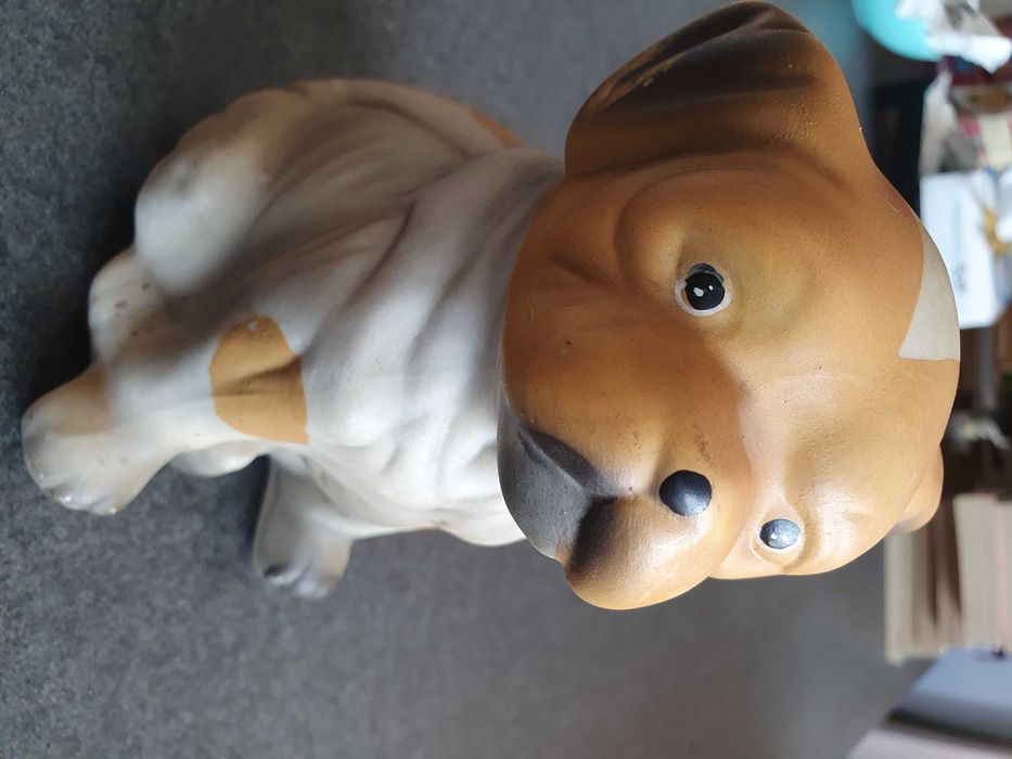 Doi caini catei din ceramica, 13 cm inaltime