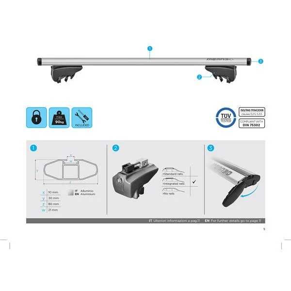 Bare transversale aero cu prindere pe sine Menabo Lince Silver