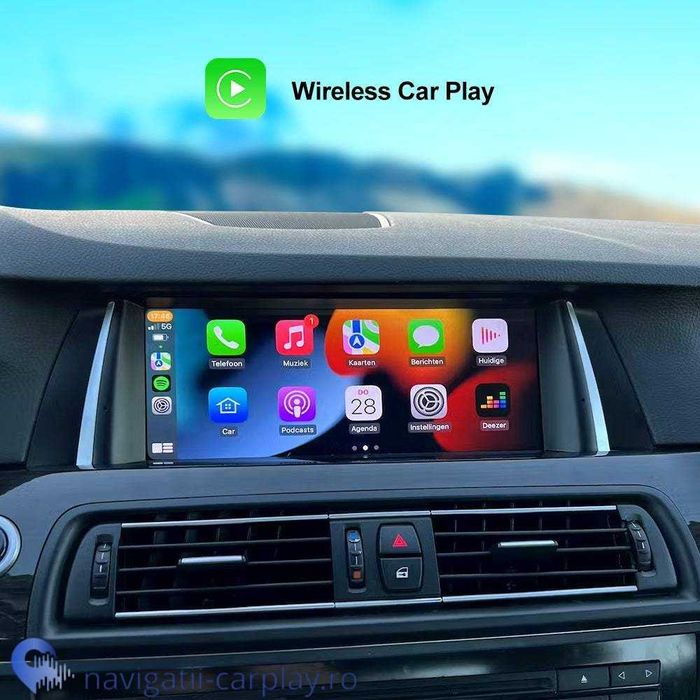 Ecran mare BMW seria 5 F10 F11 cu touchscreen, CarPlay și Android Auto