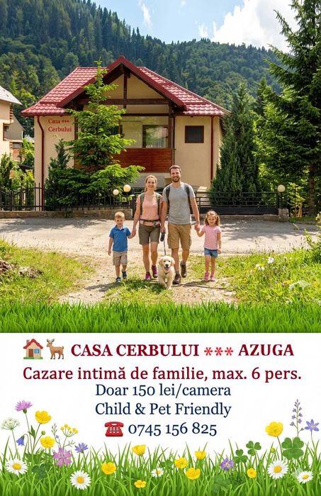 Casa Cerbului 3*** AZUGA cazare munte sau tranzit DN1 spre mare, 4-6 pers. 150/camera cu self caterig