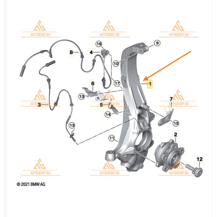 Преден десен шенкел за bmw x5 x6 x7 xm g серия - 6876656