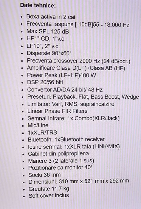 Vand boxe active DB TECHNOLOGIES  KL 10