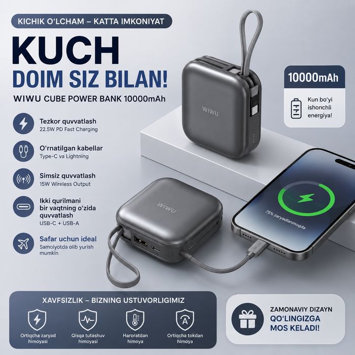 WiWU 10000 mAh mini powerbank