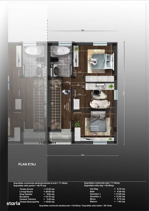 Casa 4 camere, P+1, 99mp | gaz, curent, apa si canal | Acces rapid DR9