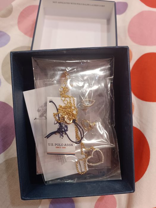 Комплект обеци и колие US POLO – сърце