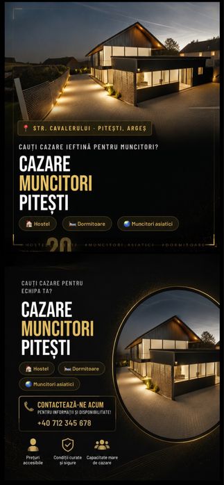 Cazare muncitori Pitești – cea mai economică variantă, 20 lei/zi/persoană