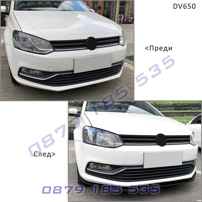 Черен лип спойлер предна броня VW POLO 5 тунинг поло 5 нож преден