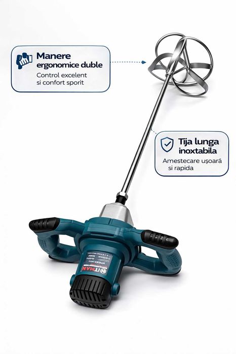 Malaxor Profesional 3450W 2 Palete Puternic Constructii