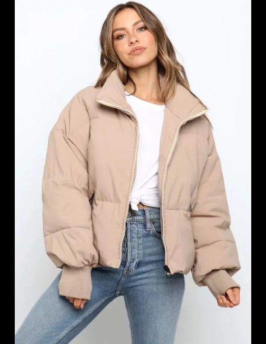 Новая куртка оверсайз бежевая и чёрная