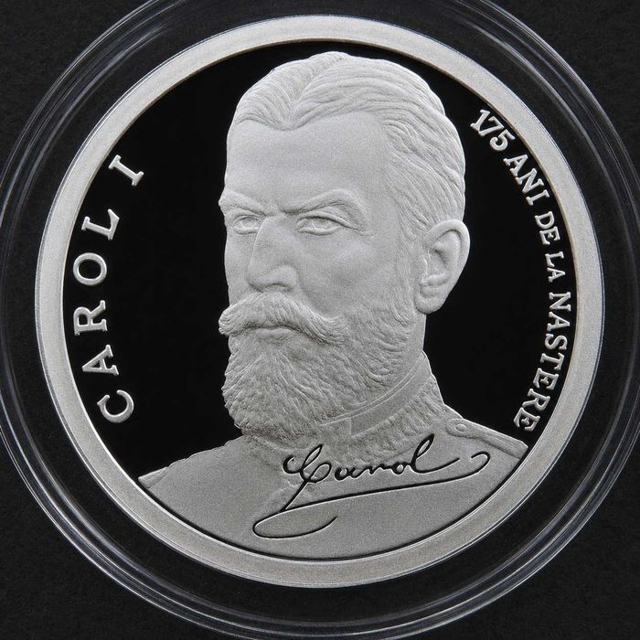 Set BNR 175 ani de la nasterea regelui Carol I , aur, argint, tombac, DOAR 250 exemplare, RAR