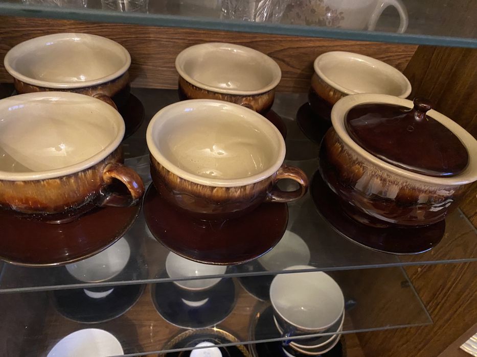 Кофейный набор ЛКСФ 5 чашек блюдца чайник Советское время  сахарница