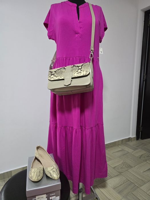 Balerini din piele naturala snake print, piele moale