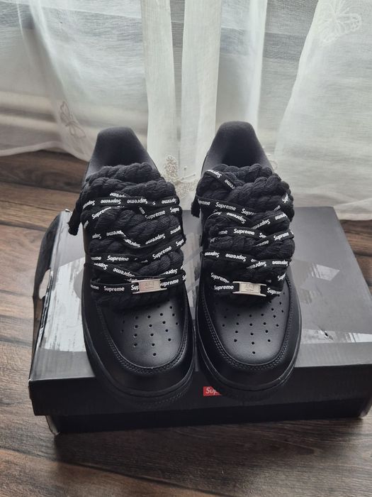 Nike Air Force 1 Low x Supreme Black – Custom Rope Laces – Mărimea 39