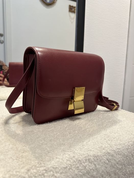 Сумка кожанная бордовая