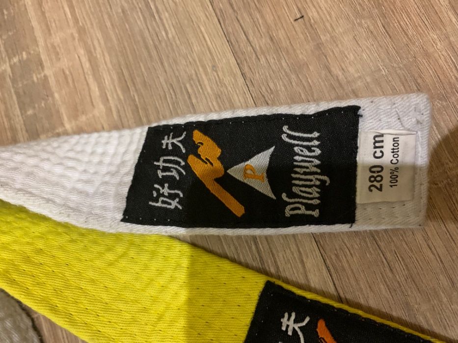 Колани за бойни изкуства 2,8 М, бял и жълт Playwell