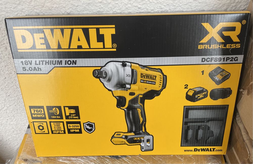 DeWALT  DCF891P2G-QW XR. Impact cu Patrat De 1/2, Pt Mecanici, Original Nou !