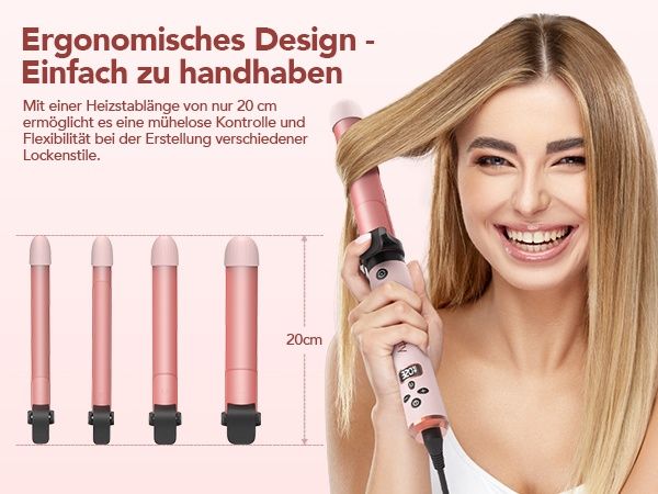 4в1 ВЪРТЯЩА СЕ маша за къдрене от керамичен турмалин, LCD дисплей