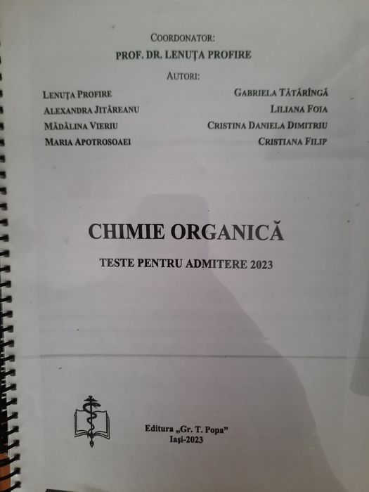 Teste grilă chimie organică pentru admitere Iași