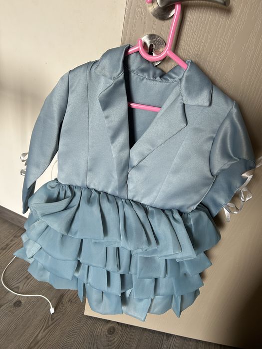 Рокля за момиче савойско синьо