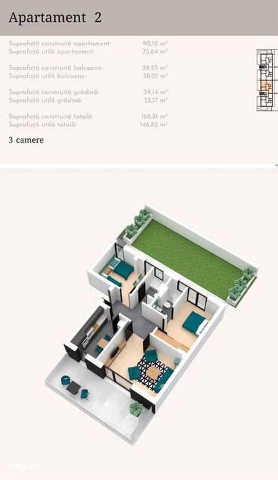 Baneasa - Stejarii | 3 camere+2 terase | 147 mp | Parcare subterana