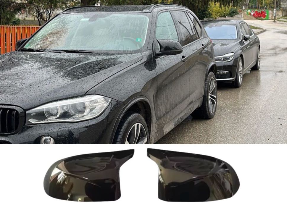 Капаци Огледала Батман BMW X5 X6 F15 F16 Х5 Х6 Ф15 Ф16 – Черен Гланц