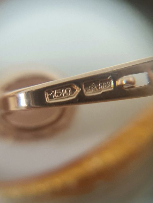 Золотой набор 583 пробы с гранатитом