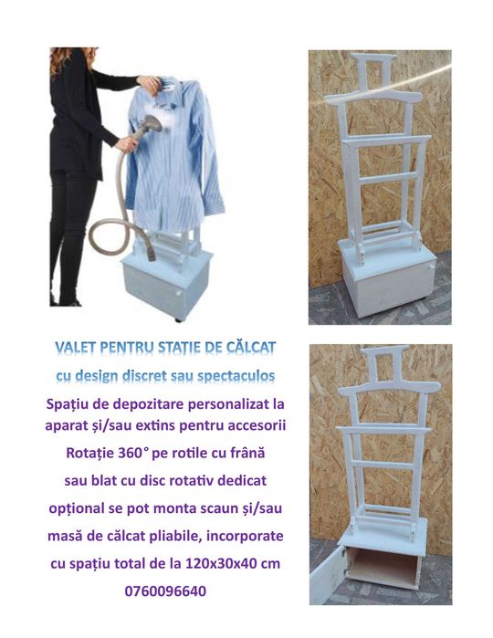 Umeraș suport haine cuier valet portmantou mobila lemn cadou stație