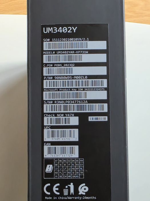 Лаптоп Asus Zenbook 14 UM3402YAR-KP731W, 2.6K дисплей