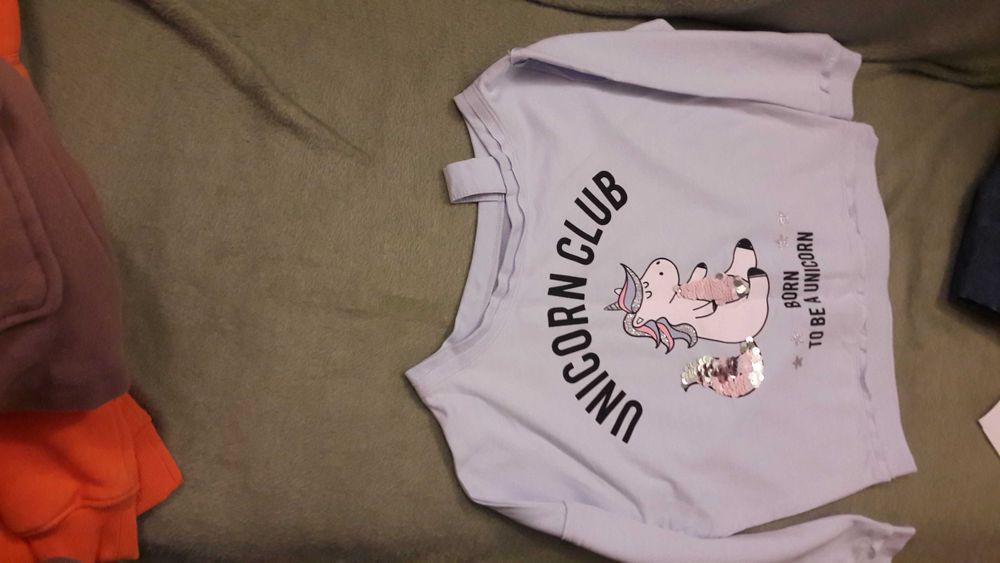 pantalon roz,bluza, rochie blugi fete 134-140 cm+bonus pluş