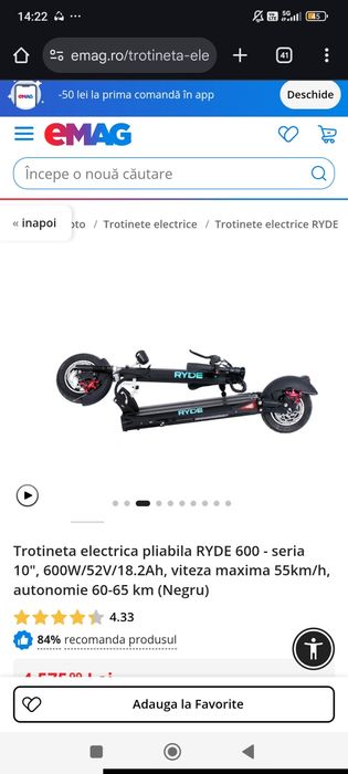 Trotineta ryde 600