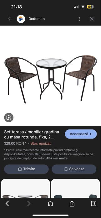 Vind masuta cu scaune pentru balcon sau terasa