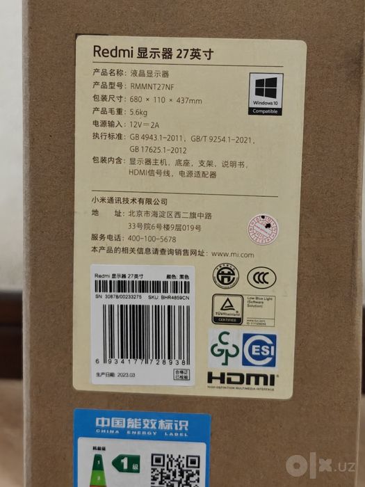 Monitor Redmi 27in 60hz