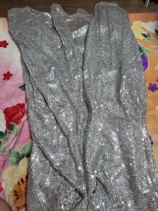 Rochie ocazie lunga argintie