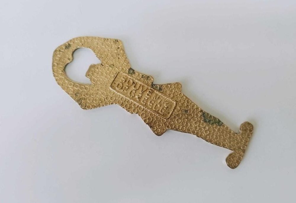 Vechi Deschizator capace sticle din bronz cu email Grecia