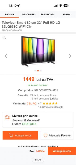 LG tv smart wifi diag 80 cm impecabil ca nou !