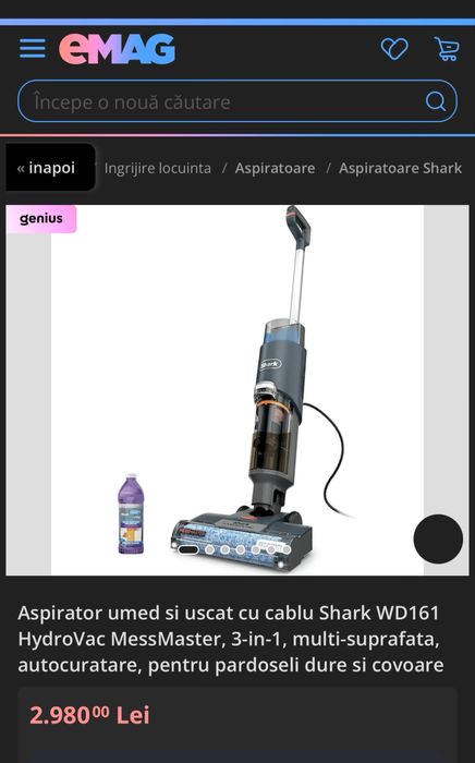 Aspirator Shark HydroVac MessMaster Heavy Duty 3-in-1