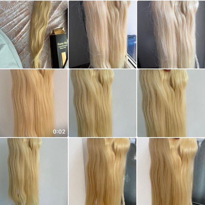 Extensii păr natural blond pachet coda+tresa,60/70cm, produse noi, fără nici un defect