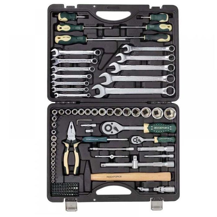 НЕМСКИ Комплект гедоре 1/2"& 1/4", 110 части ROCKFORCE + ЛЕД ФЕНЕР