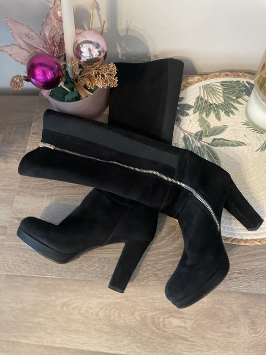 Cizme cu toc din piele intoarsa Lavoratione Artigiana