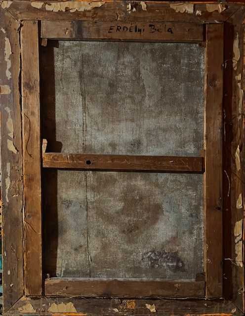 F INTERESANT! Tablou f VECHI, ul/pz, MARE 90x70cm+Rama sem ERDELY BELA