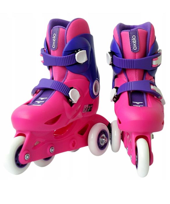 Set Role Roz 34-36 + casca roz reglabila + set protectii Oxelo - Decathlon, ca NOI!