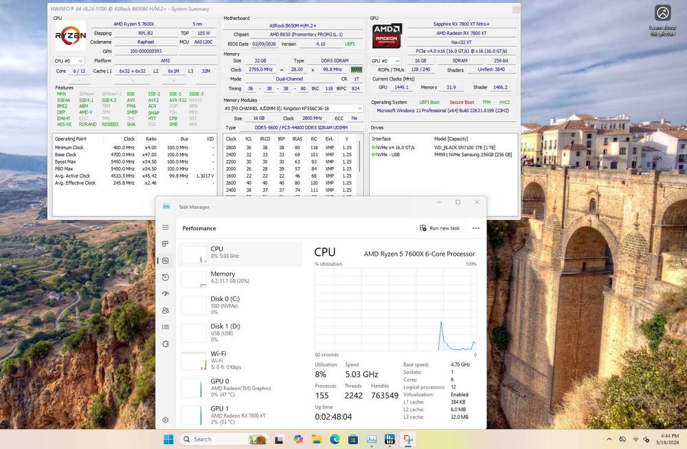 PC Gaming Ryzen 5 7600X RX 7800 XT 32GB DDR5