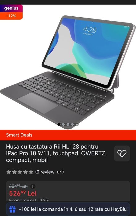 Husa cu tastatura wireless ipad pro 11, nou