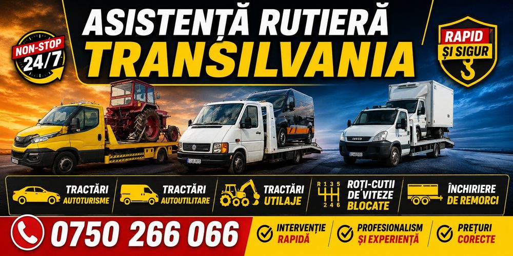 Tractari Auto Non-Stop/Platforma/ Dube-Autoutilitare/Roti rupte/Cutii